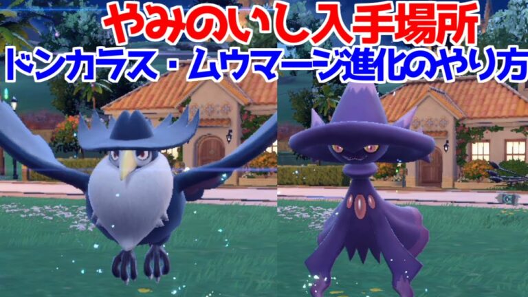 【ポケモンSV】やみのいし  ムウマ ムウマージ ヤミカラス ドンカラス 入手方法 進化方法 攻略【ポケモン スカーレット・バイオレット】