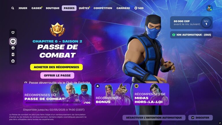PASSE DE COMBAT SAISON 2 CHAPITRE 6 sur FORTNITE !! (palier 1 à 100)