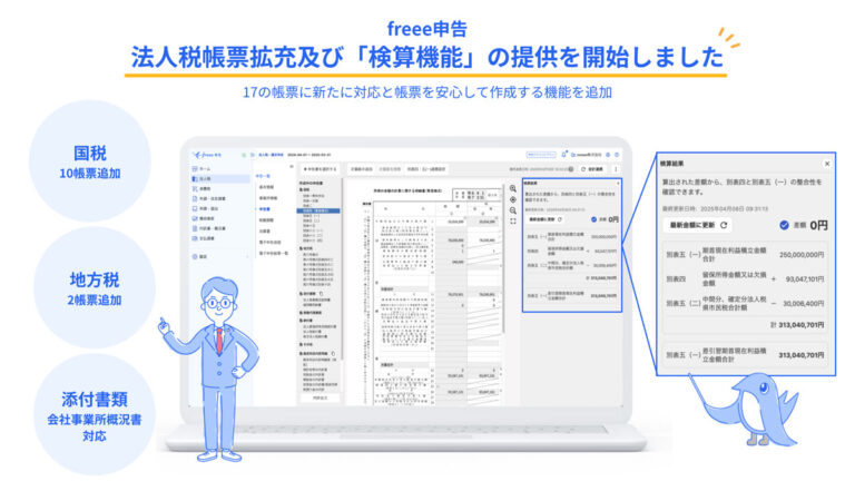 税務申告クラウド「freee申告」、17種類の帳票に対応　帳票感の記載漏れを防止する検算機能も – クラウド Watch