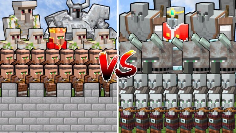 CAN THE VILLAGER ARMY DEFEND THE CASTLE AGAINST THE ILLAGER ARMY? | Minecraft Mob Battle