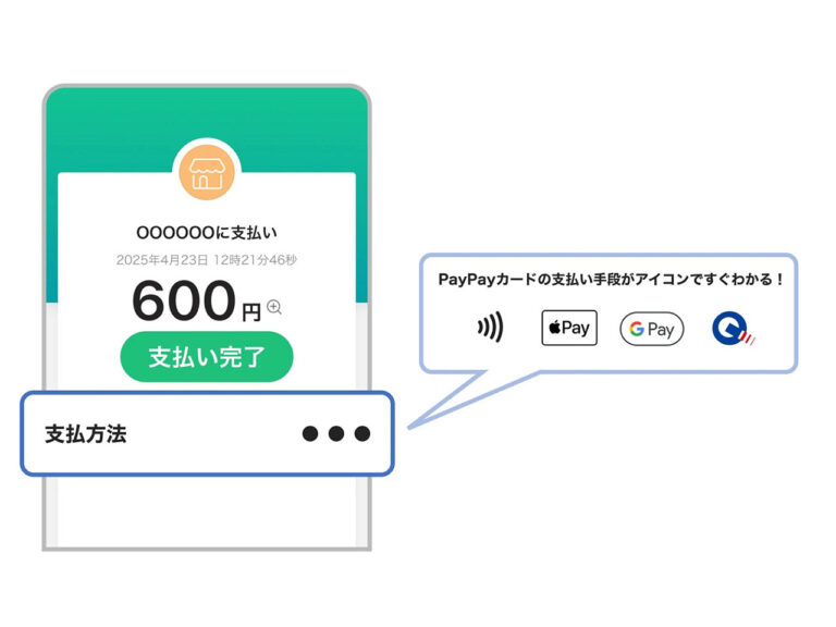 PayPayカード、Apple PayやGoogle Payの支払いもアイコン表示