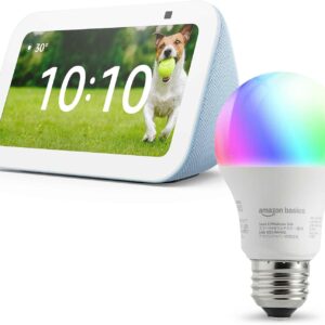 【セット買い】Echo Show 5 (第3世代) クラウドブルー + Amazonベーシック スマートLED電球 (E26・60W形相当 800lm・調光・調色タイプ)