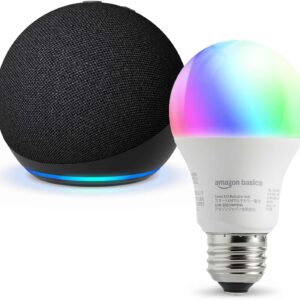 【セット買い】Echo Dot (第5世代) チャコール + Amazonベーシック スマートLED電球 (E26・60W形相当 800lm・調光・調色タイプ)