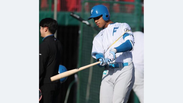 日ハム 打撃練習に魚雷バット登場