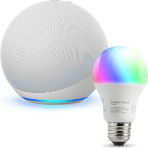 【セット買い】Echo (第4世代) グレーシャーホワイト + Amazonベーシック スマートLED電球 (E26・60W形相当 800lm・調光・調色タイプ)