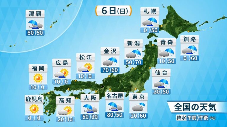 広く傘の出番 局地的な雷雨に注意