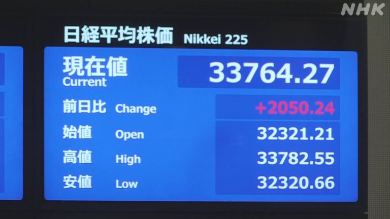 株価 2000円超上昇 「相互関税」90日間停止発表を受け