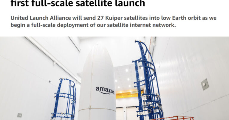 Amazon、低軌道衛星ネット「Project Kuiper」の初運用衛星打ち上げへ
