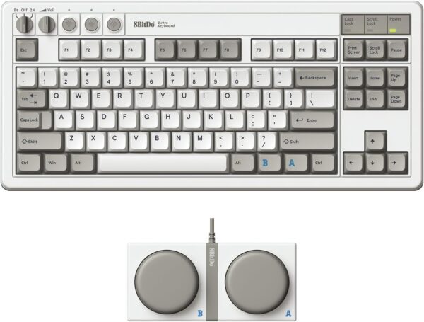 8Bitdo Retro Mechanical Keyboard、Bluetooth/2.4 G/USB-Cホットスワップ対応ゲームキーボード、87キー、英語配列、WindowsとAndroidに適したデュアルスーパープログラマブルボタン(M Edition)