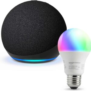 【セット買い】Echo (第4世代) チャコール + Amazonベーシック スマートLED電球 (E26・60W形相当 800lm・調光・調色タイプ)