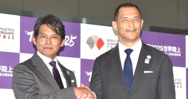 「織田裕二、室伏氏と再会！世界陸上100日前」