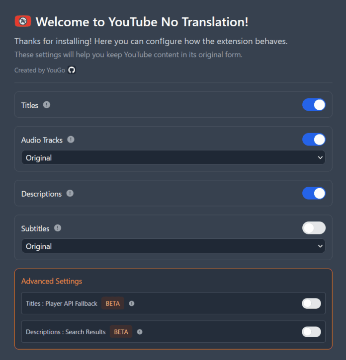 「YouTube翻訳自動停止！新拡張機能」