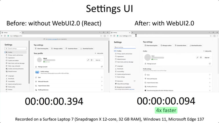 「Microsoft Edge、画面分割機能が超高速化！」