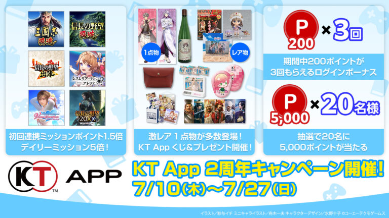 「コーエーテクモ アプリ」2周年記念キャンペーンを開催中。1点ものグッズや過去のレアグッズ，ポイントなどがもらえる企画が目白押し