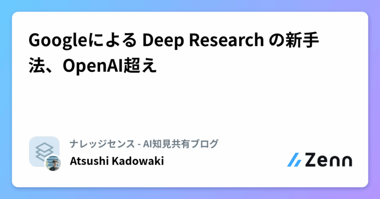 Googleによる Deep Research の新手法、OpenAI超え