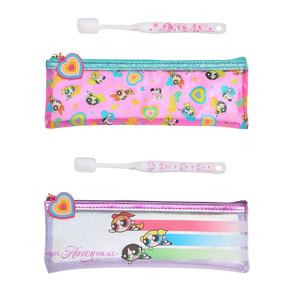 「パワーパフガールズ×PLAZA」ポーチ付き歯ブラシセット