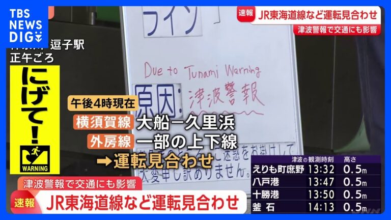 「津波警報で航空・鉄道乱れ！22便欠航」