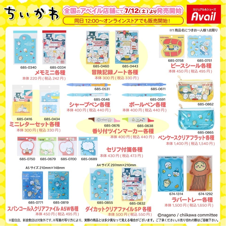 「ちいかわ×アベイル」コラボ商品