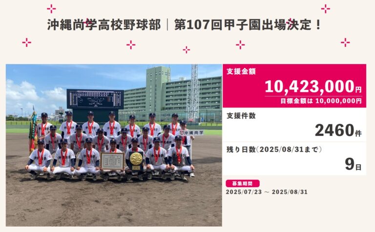 沖縄尚学、甲子園出場支援金目標達成！
