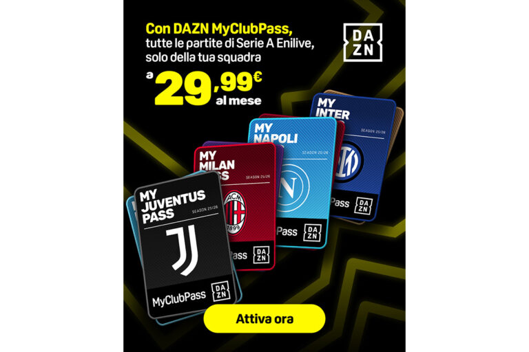 DAZN、イタリアで「MyClubPass」登場！チーム限定プランが割安！