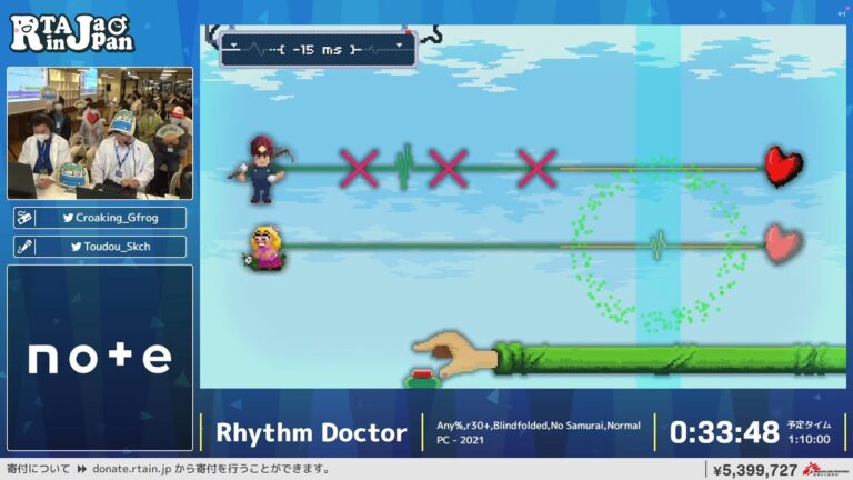 RTA in Japanで『Rhythm Doctor』が話題沸騰！目隠しテクも必見！
