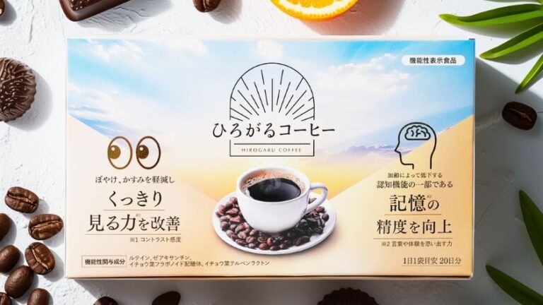 「視界クリア!記憶に効く新コーヒー」 「視界クリア!記憶に効く新コーヒー」