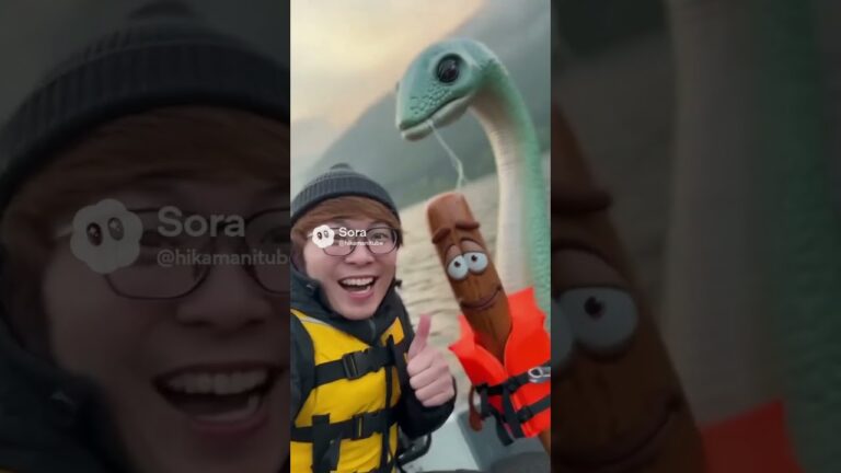 幻のネッシーを釣り上げる事に成功するトゥントゥンとヒカキンさん#ヒカマニ #ネッシー #uma  #トゥントゥントゥンサフール #ブレインロット #伸びろ#釣り #ヒカキン